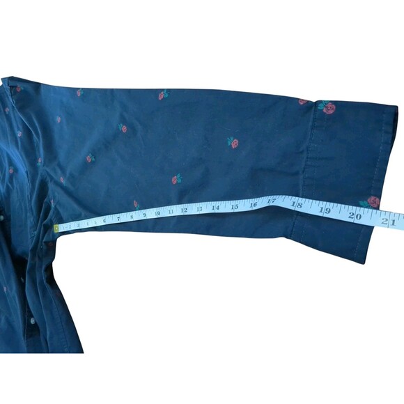 Goodthreads Mens Long Sleeve Button Up Shirt Blue Red Flowers XXL - Picture 9 of 9